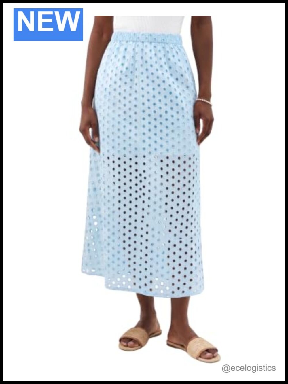 Women's Cotton Eyelet Maxi Skirt Boho A-Line Long Skirt Casual Summer